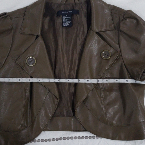 Crop leather blazer - Picture 3 of 3